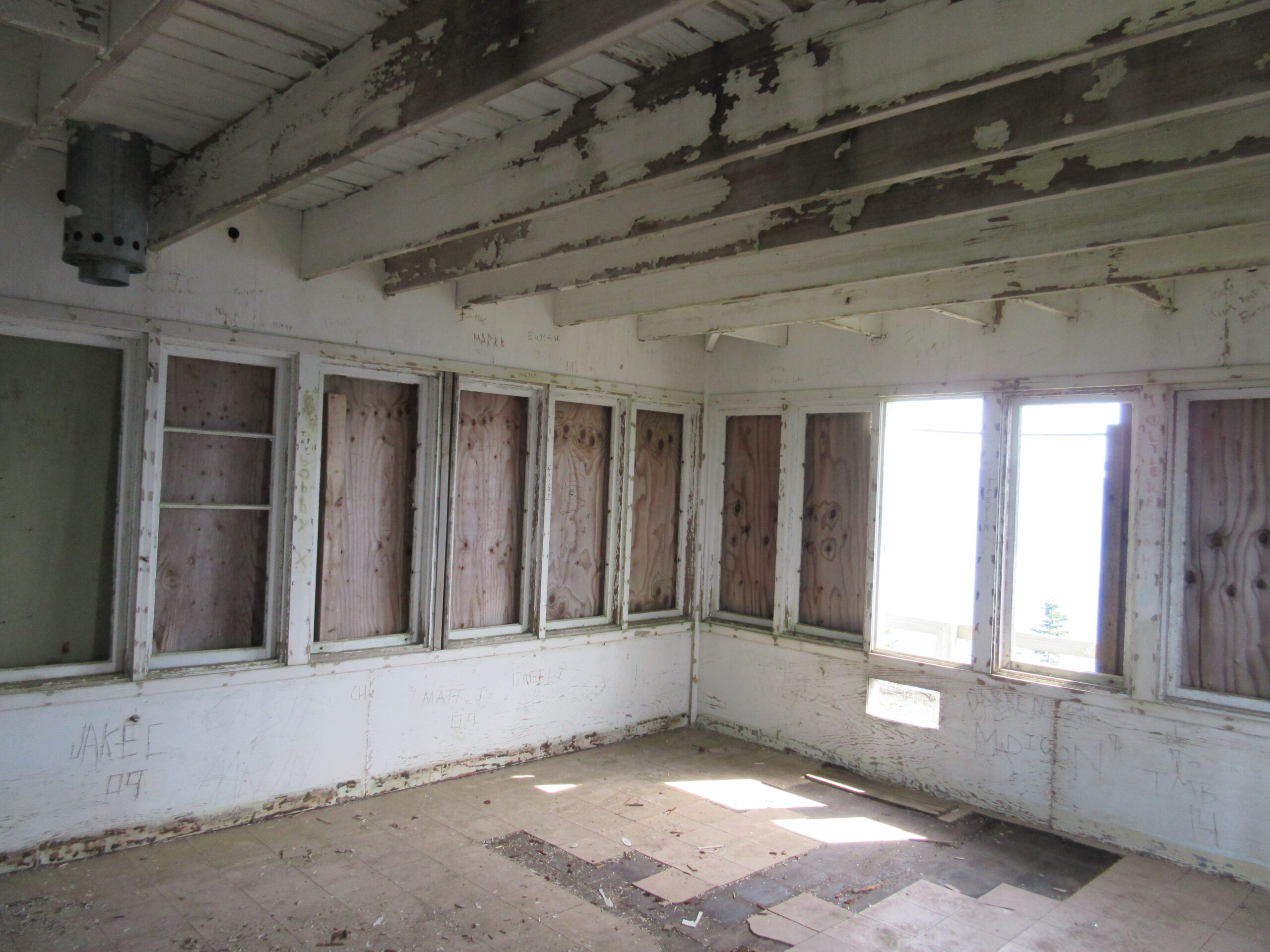 INside historic lookout tower